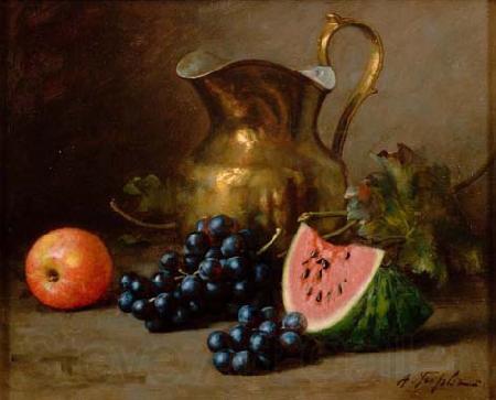 Alfred Hirv Hirv kannu ja viinamarjadega Germany oil painting art